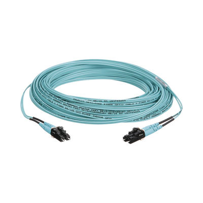 PANDUIT - Jumper de Fibra Optica Multimodo 50/125 OM3, LC-LC Duplex, OFNR (Riser), Color Aqua, 20 Metros (65.62 Pies)