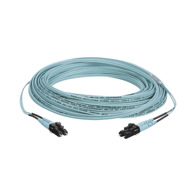PANDUIT - Jumper de Fibra Optica Multimodo 50/125 OM3, LC-LC Duplex, OFNR (Riser), Color Aqua, 50 Metros (164.04 Pies)