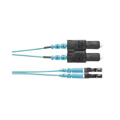 PANDUIT - Jumper de Fibra Optica Multimodo 50/125 OM3, LC-SC Duplex, OFNR (Riser), Color Aqua, 2 Metros (6.56 Pies)