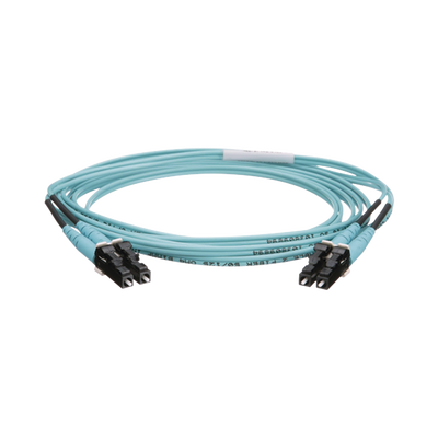PANDUIT - Jumper de Fibra Optica Multimodo 50/125 OM4, LC-LC Duplex, OFNR (Riser), Color Aqua, 2 Metros (6.56 Pies)