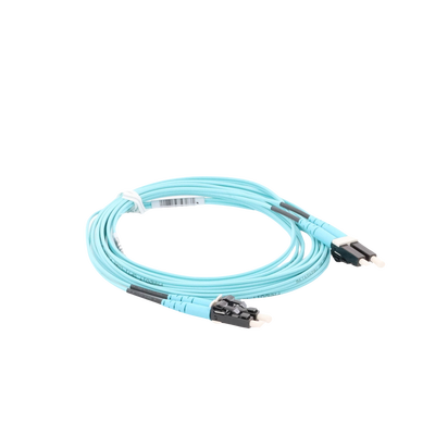 PANDUIT - Jumper de Fibra Optica Multimodo 50/125 OM4, LC-LC Duplex, OFNR (Riser), Color Aqua, 3 Metros (9.84 Pies)