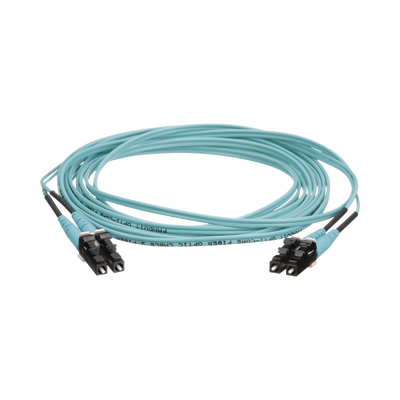 PANDUIT - Jumper de Fibra Optica Multimodo 50/125 OM4, LC-LC Duplex, OFNR (Riser), Color Aqua, 3 Metros (9.84 Pies)