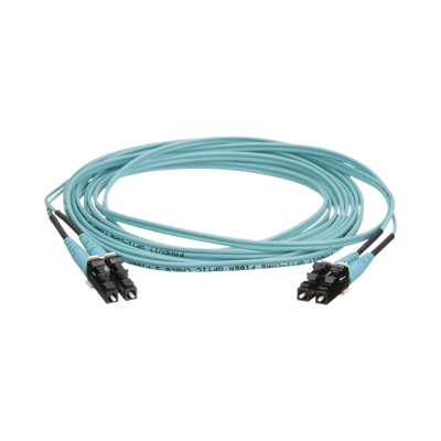PANDUIT - Jumper de Fibra Óptica Multimodo 50/125 OM4, LC-LC Duplex, OFNR (Riser), Color Aqua, 5 Metros (16.40 Pies)