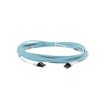 PANDUIT - Jumper de Fibra Optica Multimodo 50/125 OM4, LC-LC Duplex, OFNR (Riser), Color Aqua, 10 Metros (32.81 Pies)
