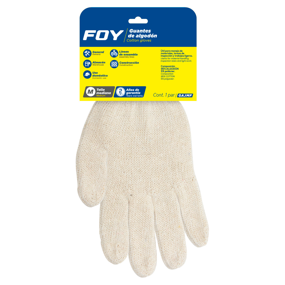 Foy - Guantes algodon t/japones M