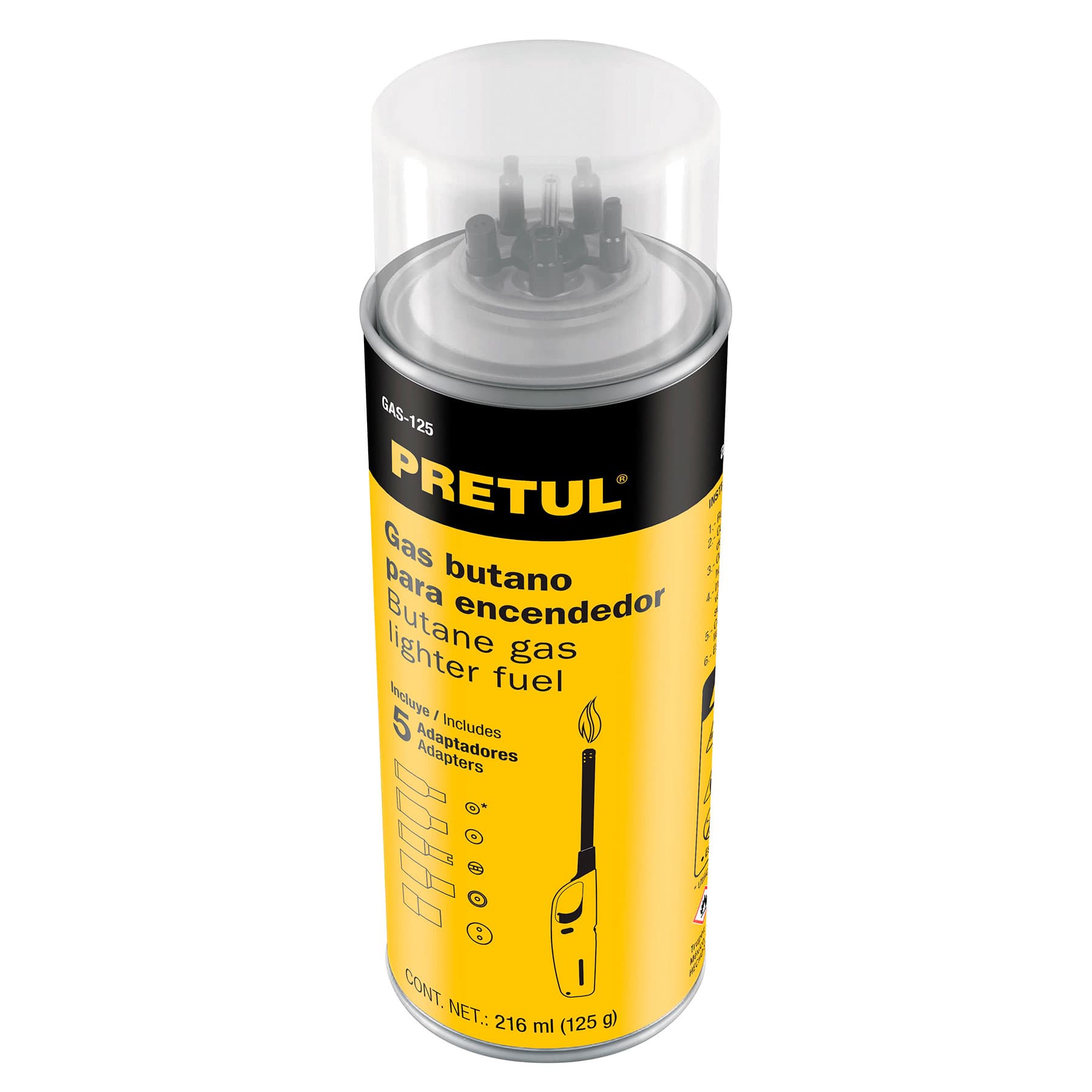Lata de gas butano para encendedor, 125 g, PRETUL