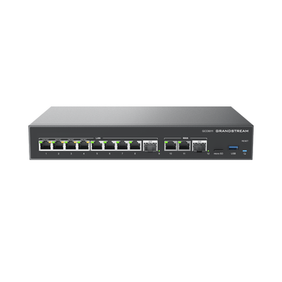 GRANDSTREAM - 4 en 1: Firewall Nueva Generación, Router, PBX IP, Switch 10 Puertos Gigabit (4 PoE) + 2 Puertos SFP 2.5 Gigabit