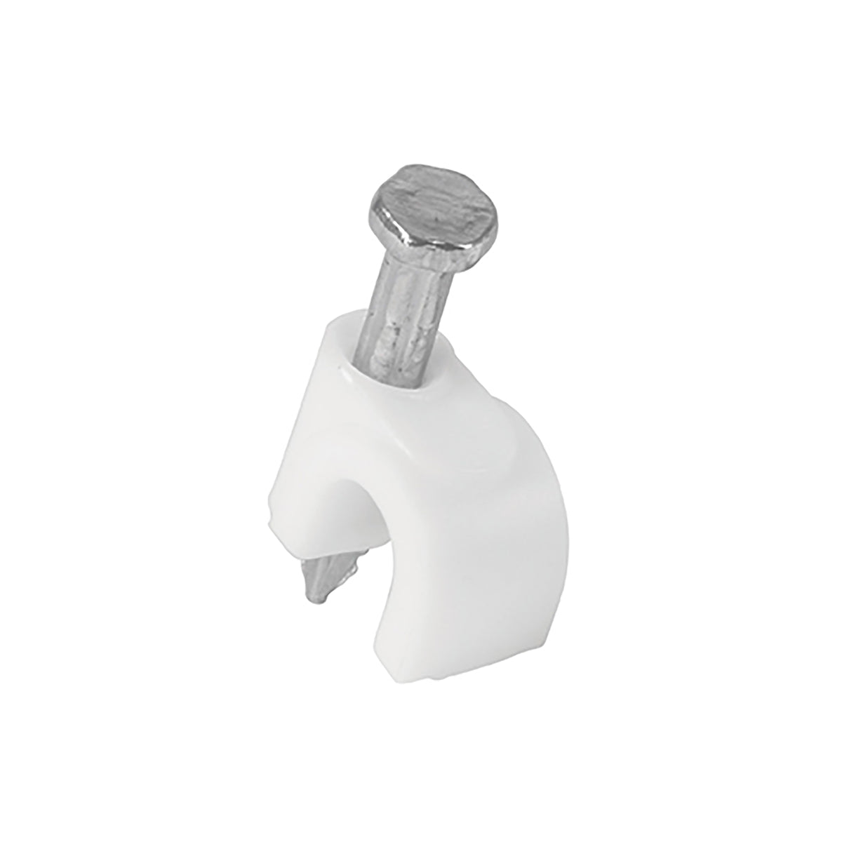 LINKEDPRO - Grapa para Cable Redondo / 9 mm / Resistente a UV / Uso Interior y Exterior / Clavo de Acero Preinstalado / 100 Piezas / Blanco