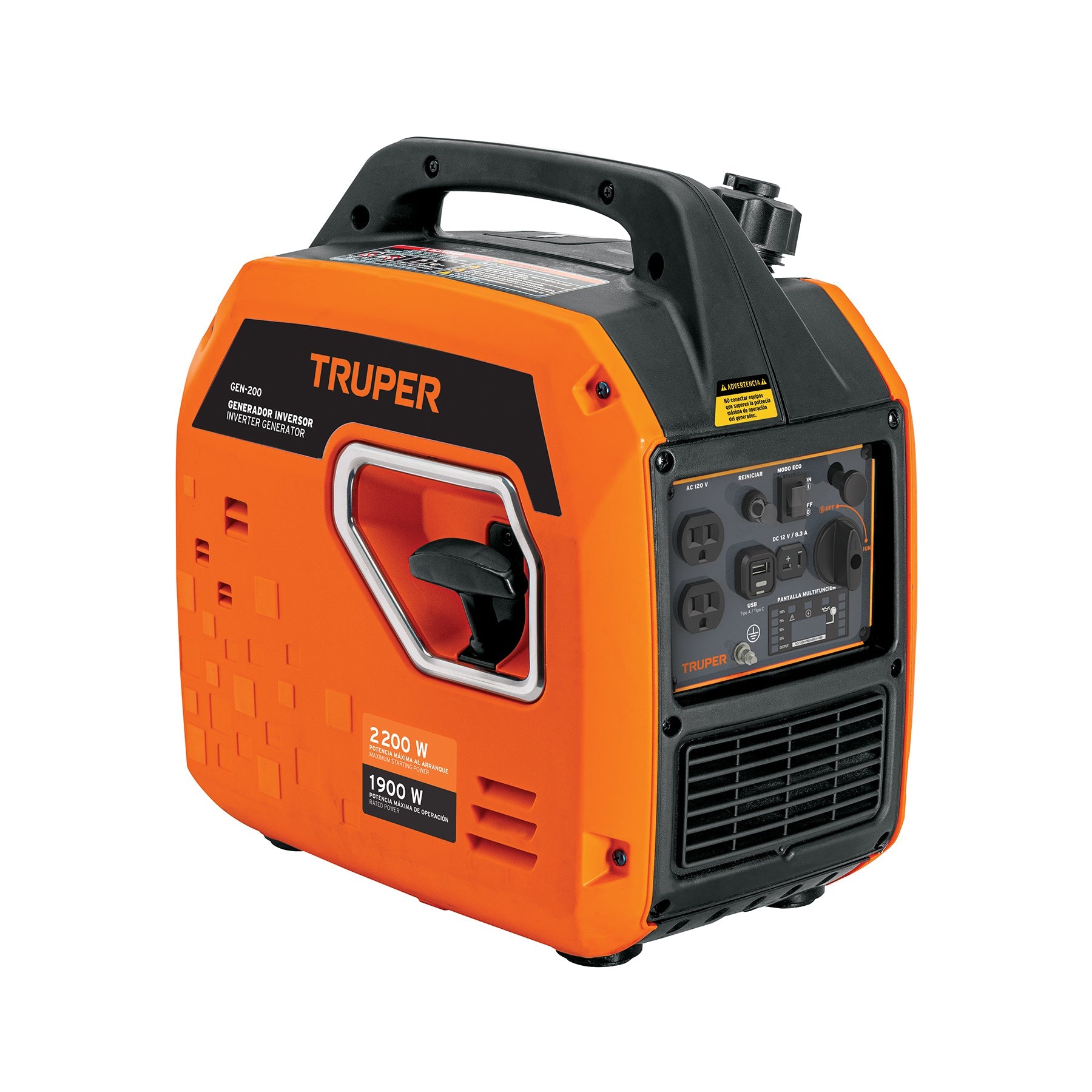 Generador silencioso inverterÊ2.2kW, 80 cc, encendido manual