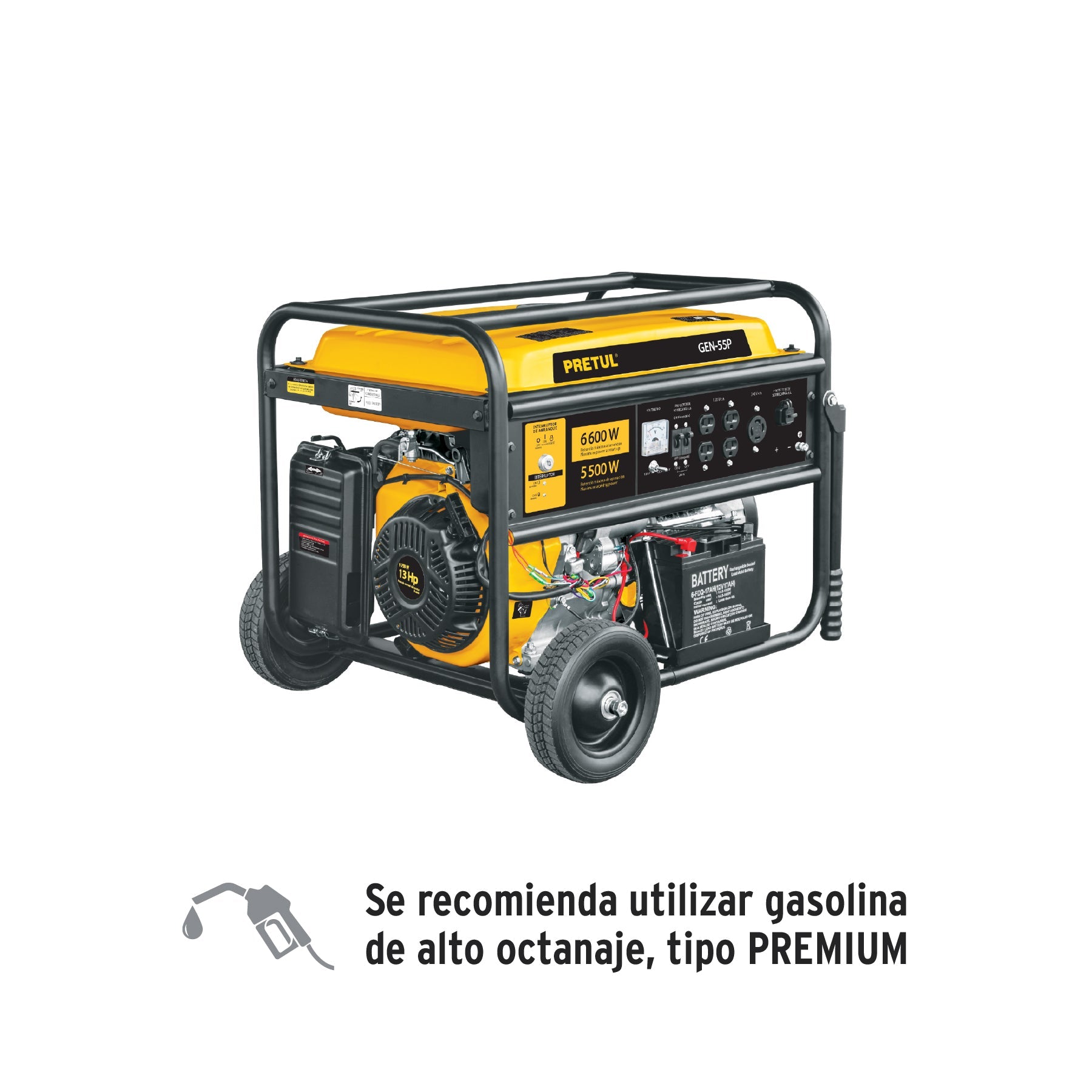 Generador portatil 5.5kw motor a gasolina, PRETUL