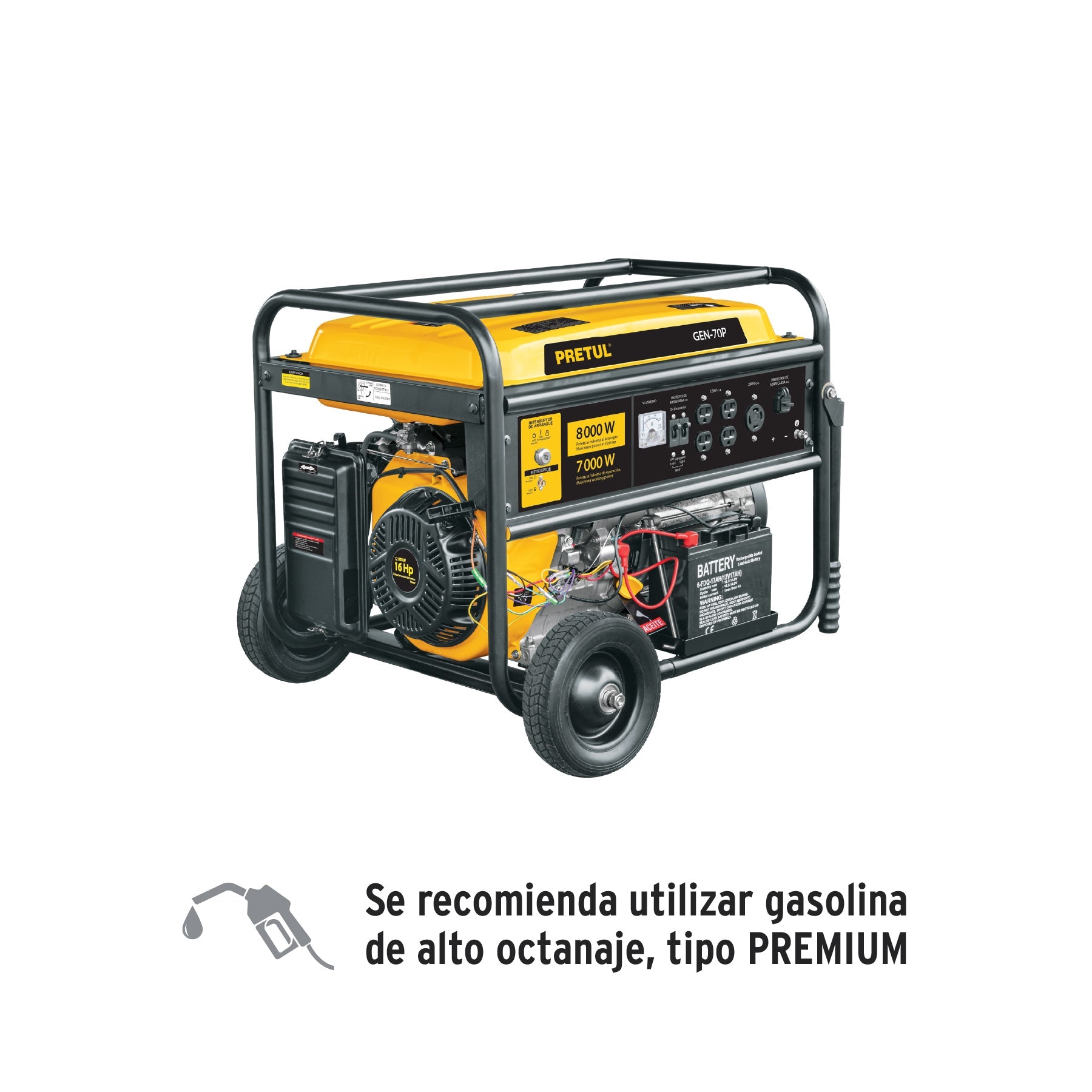 Generador portatil 7kw motor a gasolina, PRETUL