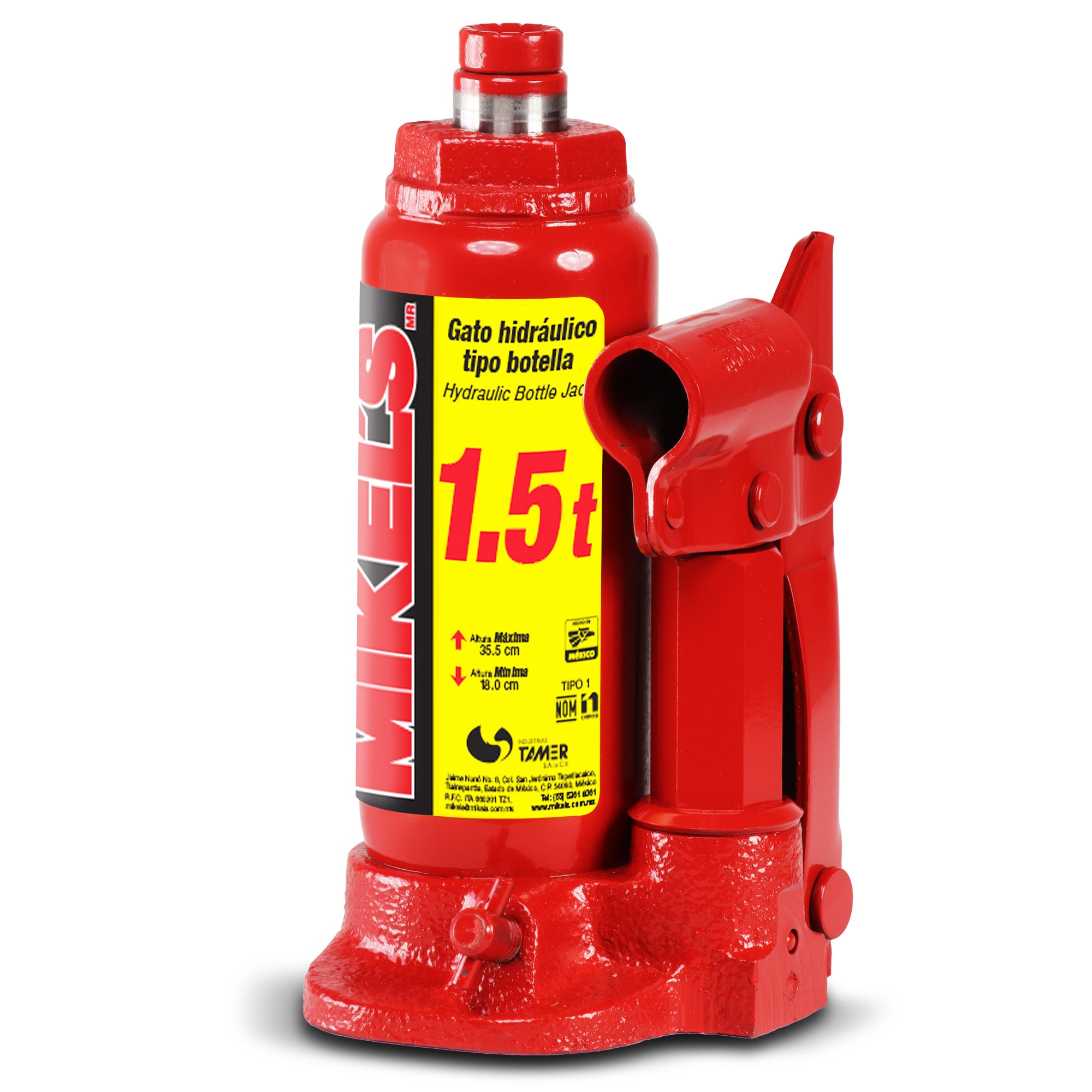 Gato hidráulico de botella con tornillo de extensión (1.5 ton)