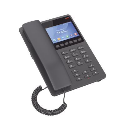 GRANDSTREAM - Teléfono IP Hotelero con pantalla LCD a color, 2 líneas SIP con 2 cuentas, codec Opus, IPV4/IPV6, color negro, con gestión en la nube GDMS