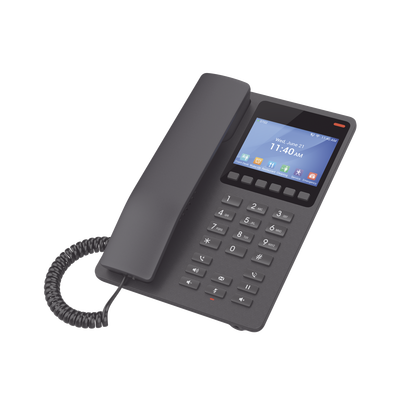 GRANDSTREAM - Teléfono IP Hotelero con pantalla LCD a color, 2 líneas SIP con 2 cuentas, codec Opus, IPV4/IPV6, color negro, con gestión en la nube GDMS