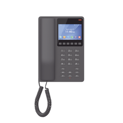 GRANDSTREAM - Teléfono IP WiFi Hotelero con pantalla LCD a color, 2 líneas SIP con 2 cuentas, codec Opus, IPV4/IPV6, color negro, con gestión en la nube GDMS