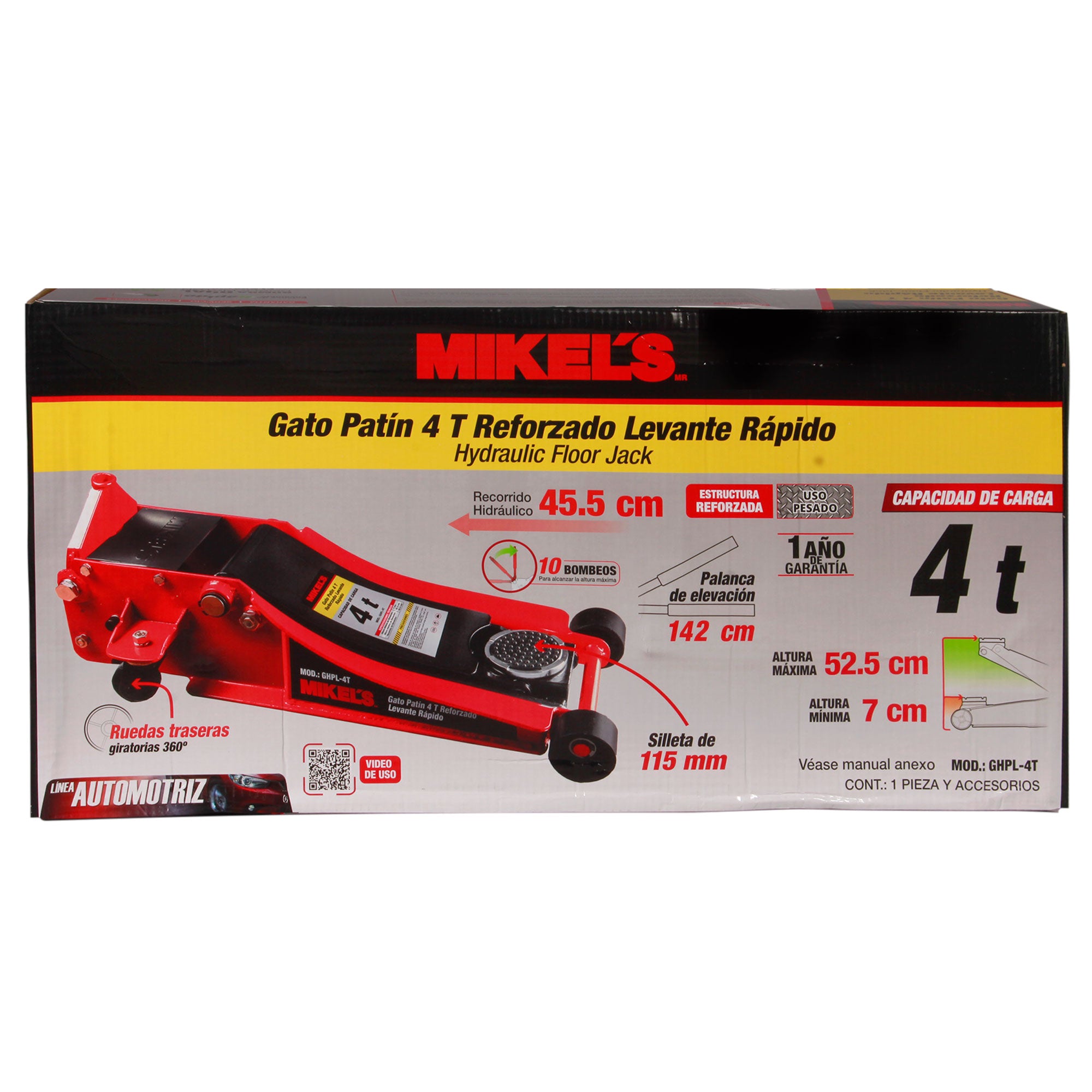Gato hidráulico de patín Extra Bajo (4 ton)