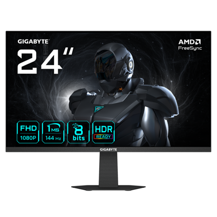GIGABYTE - Monitor Gamer Gigabyte 23.8 LED 1920x1080 Full HD FreeSync 144Hz HDMI/DisplayPort Negro