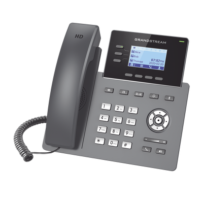 GRANDSTREAM - Teléfono IP Grado Operador, 3 líneas SIP con 6 cuentas, puertos Gigabit, codec Opus, IPV4/IPV6 con gestión en la nube GDMS
