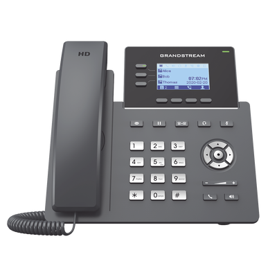 GRANDSTREAM - Teléfono IP Grado Operador, 3 líneas SIP con 6 cuentas, puertos Gigabit PoE, codec Opus, IPV4/IPV6 con gestión en la nube GDMS