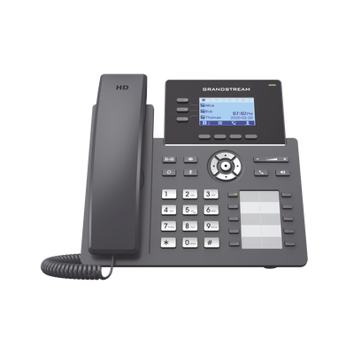 GRANDSTREAM - Teléfono IP Grado Operador, 3 líneas SIP con 6 cuentas, 10 botones BLF, puertos Gigabit PoE, codec Opus, IPV4/IPV6 con gestión en la nube GDMS