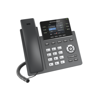 GRANDSTREAM - Teléfono IP Grado Operador, 3 líneas SIP con 6 cuentas, puertos Gigabit,PoE,  pantalla a color 2.4", codec Opus, IPV4/IPV6 con gestión en la nube GDMS