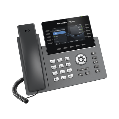 GRANDSTREAM - Teléfono IP Wi-Fi, Grado Operador, 10 líneas SIP con 5 cuentas, pantalla a color 4.3", puertos Gigabit, Bluetooth, PoE, codec Opus, IPV4/IPV6 con gestión en la nube GDMS