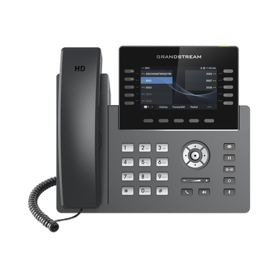 GRANDSTREAM - Teléfono IP Wi-Fi, Grado Operador, 10 líneas SIP con 5 cuentas, pantalla a color 4.3", puertos Gigabit, Bluetooth, PoE, codec Opus, IPV4/IPV6 con gestión en la nube GDMS