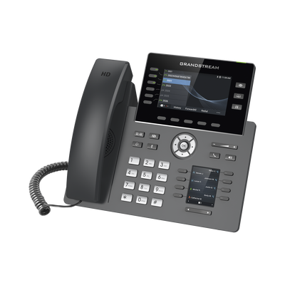 GRANDSTREAM - Teléfono IP Wi-Fi, Grado Operador, 6 líneas SIP con 6 cuentas, pantalla a color 4.3", puertos Gigabit, Bluetooth, PoE, codec Opus, IPV4/IPV6 con gestión en la nube GDMS