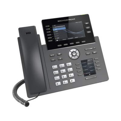 GRANDSTREAM - Teléfono IP Wi-Fi, Grado Operador, 6 líneas SIP con 6 cuentas, pantalla a color 4.3", puertos Gigabit, Bluetooth, PoE, codec Opus, IPV4/IPV6 con gestión en la nube GDMS