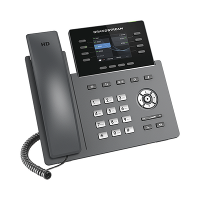 GRANDSTREAM - Teléfono IP Wi-Fi, Grado Operador, 8 líneas SIP con 4 cuentas, pantalla a color 2.8", puertos Gigabit, Bluetooth, PoE, codec Opus, IPV4/IPV6 con gestión en la nube GDMS