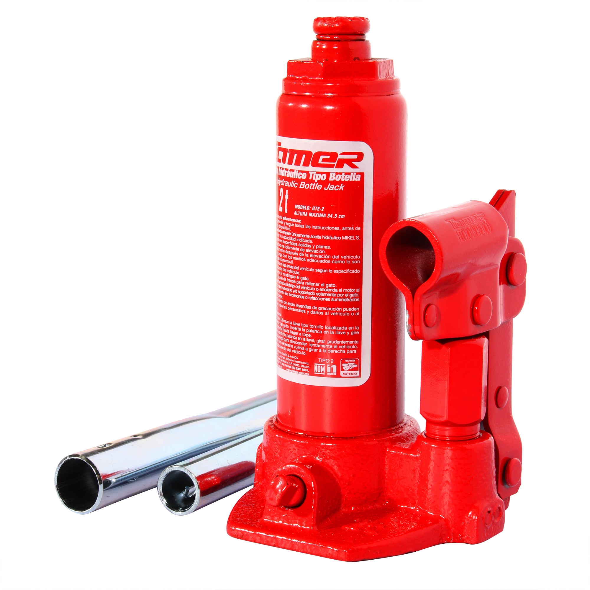 Gato hidráulico de botella con tornillo de extensión (2 ton)