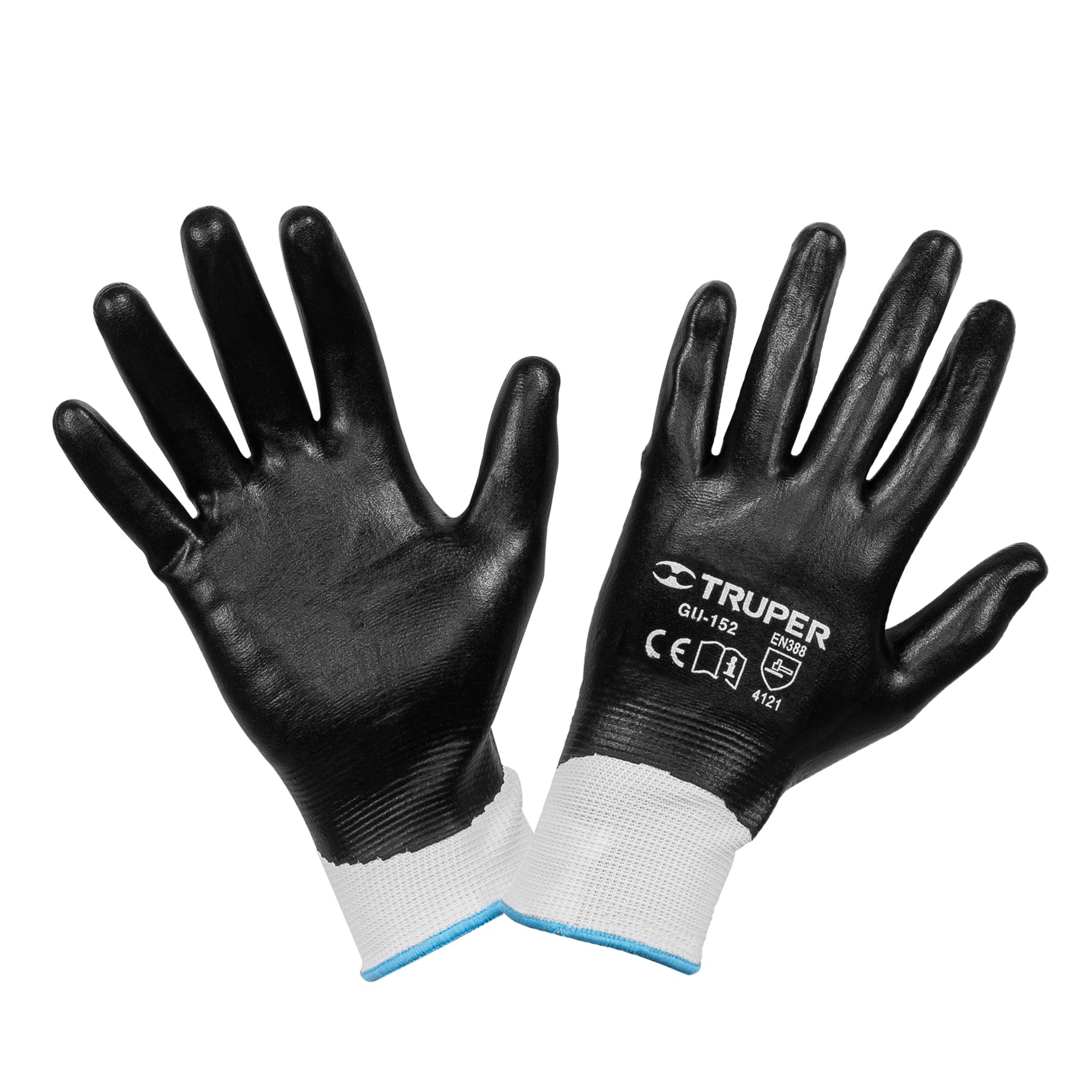 Guantes de poliester recubiertos de nitrilo, M, TRUPER