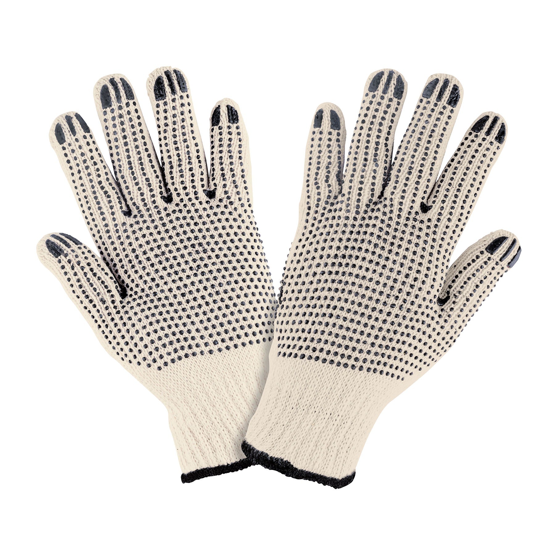Guantes de algodon con puntos de PVC en palma y dorso,PRETUL