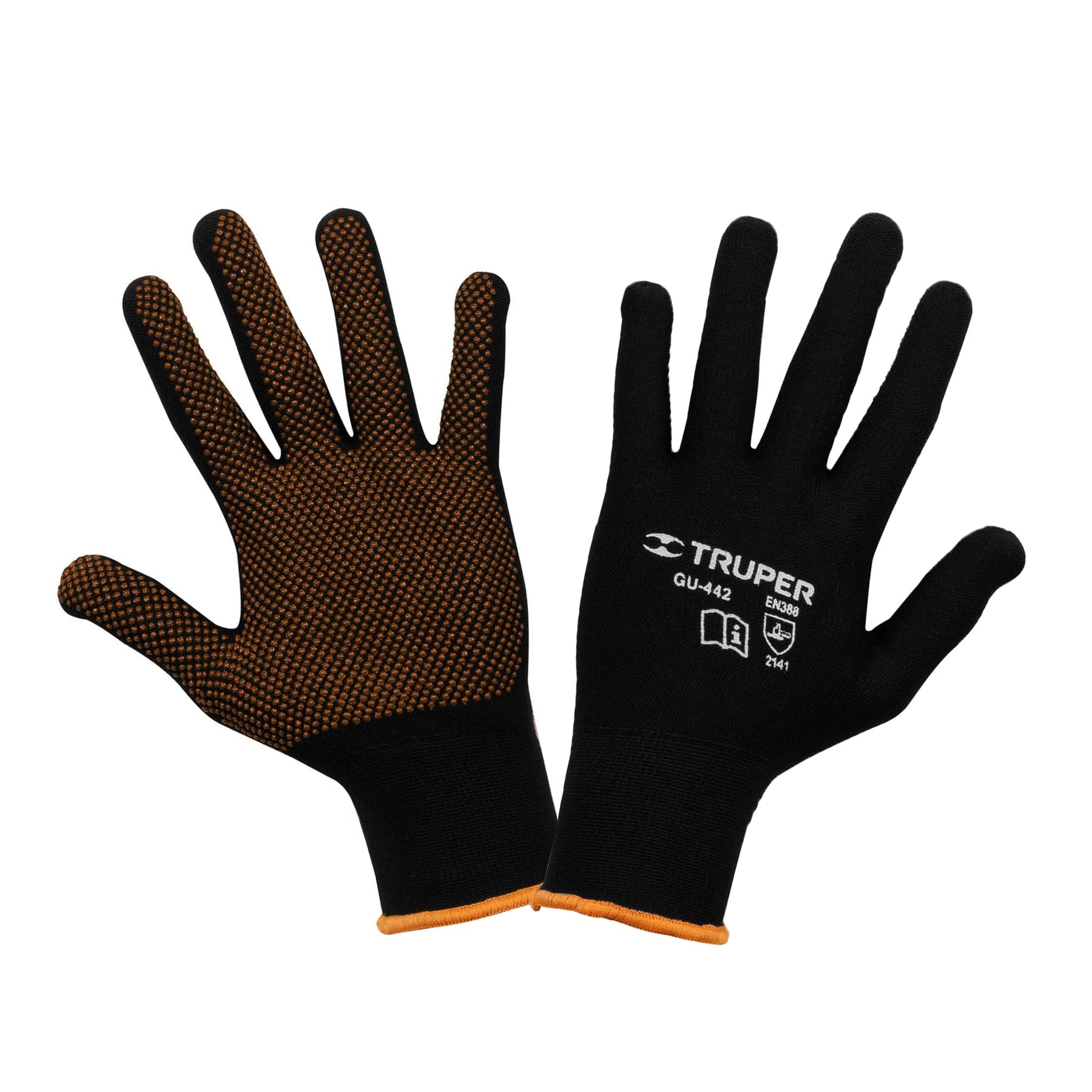 Guantes de poliester con puntos de PVC en palma, M, TRUPER