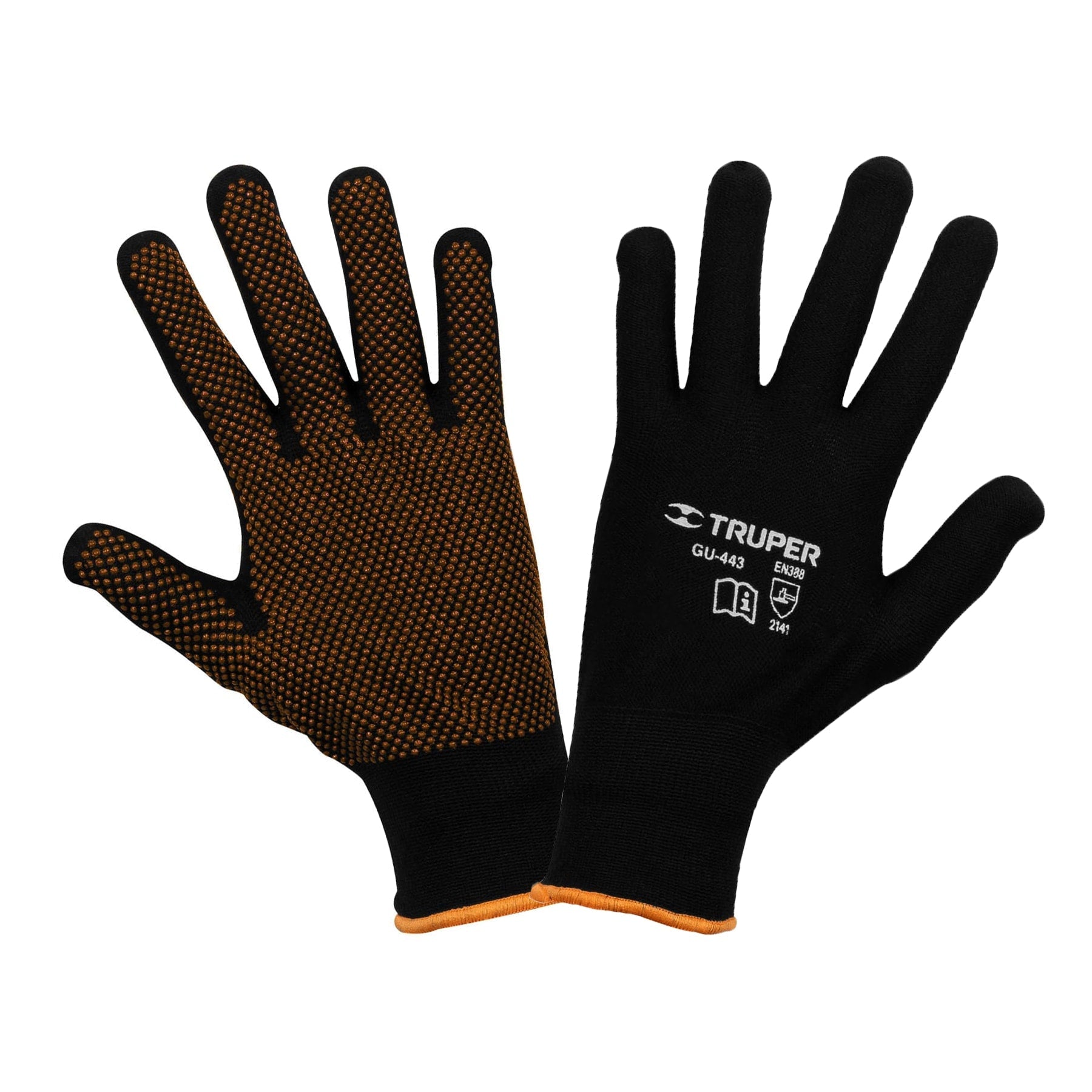 Guantes de poliester con puntos de PVC en palma, G, TRUPER