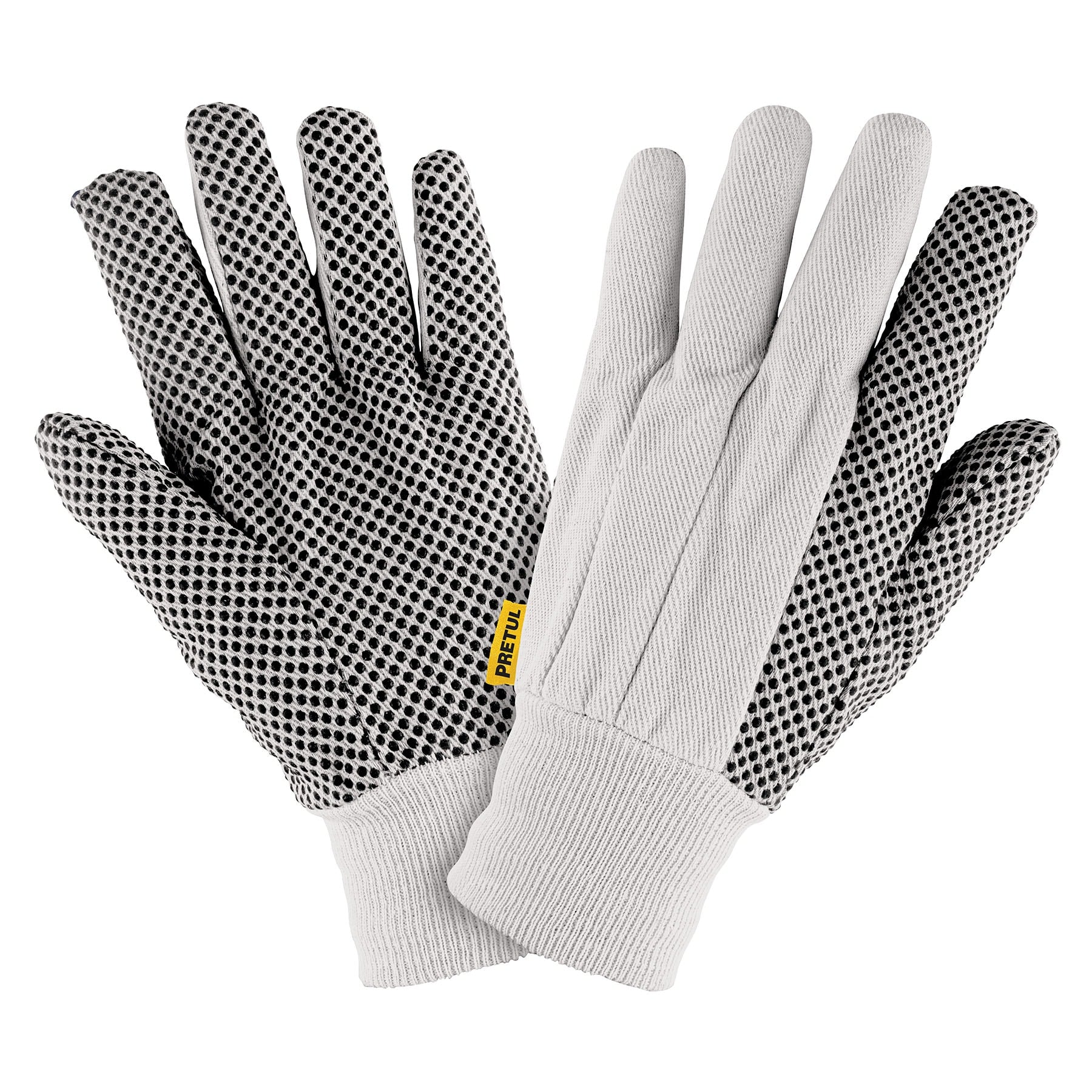 Guantes de algodon con puntos PVC en palma, unitalla, PRETUL