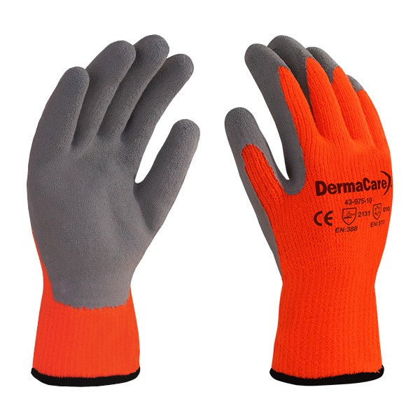 GUANTE DE ACRILICO NARANJA RECUBIERTO CON LATEX GRIS T9