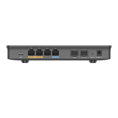 GRANDSTREAM - Router Gigabit VPN / Balanceador de cargas / 30,000 sesiones NAT /  4 puertos 10/100/1000 Mbps + 2 puertos SFP (WAN/LAN) / 1 puerto entrada PoE(af/at) / 2 puertos salida PoE (af/at) / Compatible con GWN Cloud.