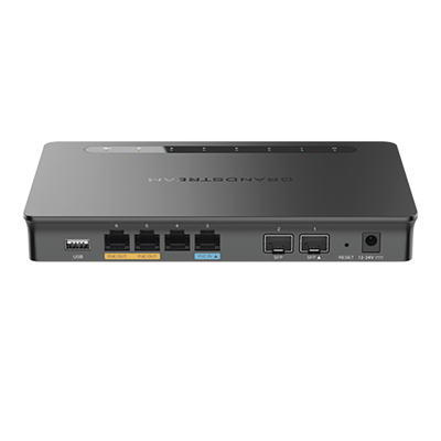GRANDSTREAM - Router Gigabit VPN / Balanceador de cargas / 30,000 sesiones NAT /  4 puertos 10/100/1000 Mbps + 2 puertos SFP (WAN/LAN) / 1 puerto entrada PoE(af/at) / 2 puertos salida PoE (af/at) / Compatible con GWN Cloud.