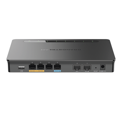 GRANDSTREAM - Router Gigabit VPN / Balanceador de cargas / 30,000 sesiones NAT /  4 puertos 10/100/1000 Mbps + 2 puertos SFP (WAN/LAN) / 1 puerto entrada PoE(af/at) / 2 puertos salida PoE (af/at) / Compatible con GWN Cloud.