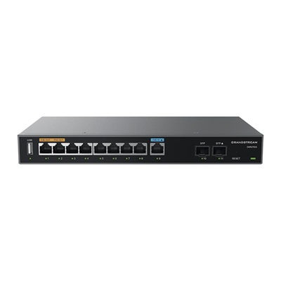 GRANDSTREAM - Router Gigabit VPN / Balanceador de cargas / 60,000 sesiones NAT /  9 puertos 10/100/1000 Mbps + 2 puertos SFP (WAN/LAN) / 1 puerto entrada PoE(af/at) / 2 puertos salida PoE (af/at) / Compatible con GWN Cloud.