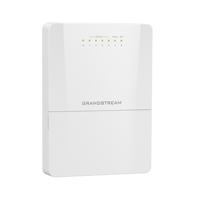 GRANDSTREAM - Switch PoE Lite administrable para exteriores de 6 puertos (5GE+1SFP) / Clasificación IP66 a prueba de polvo y agua
