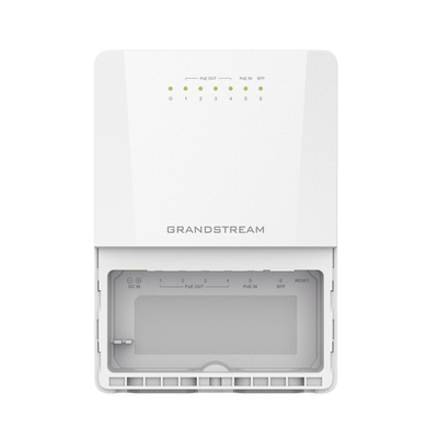 GRANDSTREAM - Switch PoE Lite administrable para exteriores de 6 puertos (5GE+1SFP) / Clasificación IP66 a prueba de polvo y agua