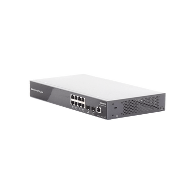 GRANDSTREAM - Switch PoE+ Gigabit Administrable / 8 puertos 10/100/1000 Mbps + 2 Puertos SFP Uplink / Hasta 120W / Compatible con GWN Cloud.