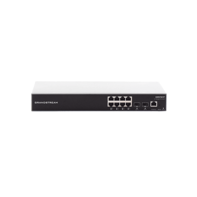 GRANDSTREAM - Switch PoE+ Gigabit Administrable / 8 puertos 10/100/1000 Mbps + 2 Puertos SFP Uplink / Hasta 120W / Compatible con GWN Cloud.