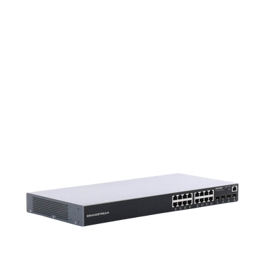 GRANDSTREAM - Switch Gigabit PoE+ Administrable / 16 puertos 10/100/1000 Mbps + 4 Puertos SFP Uplink / Hasta 240W / Compatible con GWN Cloud.