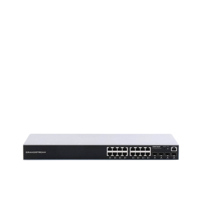 GRANDSTREAM - Switch Gigabit PoE+ Administrable / 16 puertos 10/100/1000 Mbps + 4 Puertos SFP Uplink / Hasta 240W / Compatible con GWN Cloud.
