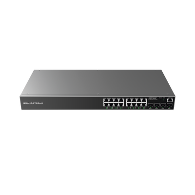 GRANDSTREAM - Switch Gigabit PoE+ Administrable / 16 puertos 10/100/1000 Mbps + 4 Puertos SFP Uplink / Hasta 240W / Compatible con GWN Cloud.