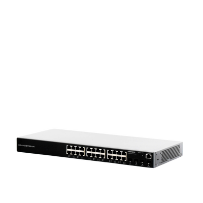 GRANDSTREAM - Switch Gigabit PoE+ Administrable / 24 puertos 10/100/1000 Mbps + 4 Puertos SFP Uplink / Hasta 360W / Compatible con GWN Cloud.