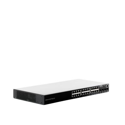 GRANDSTREAM - Switch Gigabit PoE+ Administrable / 24 puertos 10/100/1000 Mbps + 4 Puertos SFP Uplink / Hasta 360W / Compatible con GWN Cloud.
